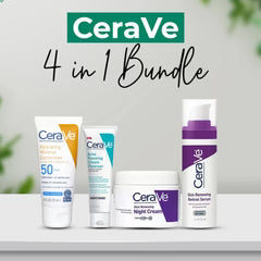 Cerave 4 In 1 Skincare Kit Night Cream, Sunblock, Cleanser & Serum, for Radiant Skin